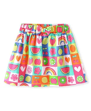 Babyhug Single Jersey Knit Mid Thigh Length Fruits Printed Skirt - Multicolour