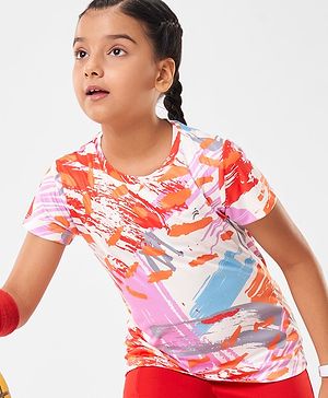Pine Active Half Sleeves High Stretch T-Shirt  Splash Print - Multicolour