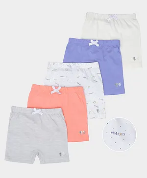 Mi Arcus Pack Of 5 Cotton Solid &
                              Rainbow Printed Shorts - Multi Colour