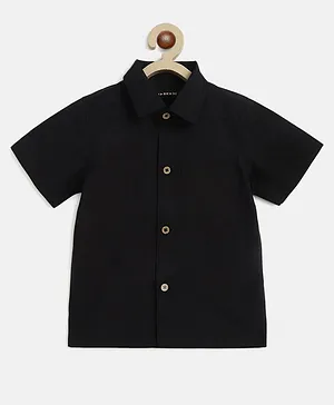 Charkhee Half Sleeves Solid Shirt - Black