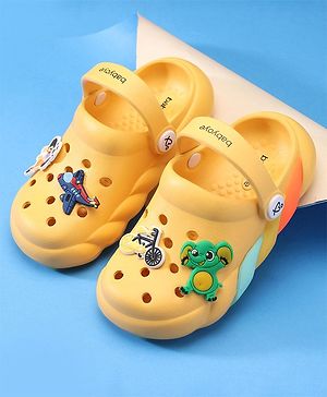 Babyoye Clogs with Strap Closure & Applique - Yellow