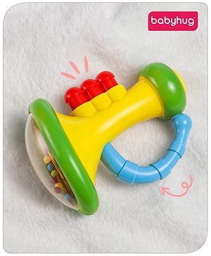 Babyhug Trumpet Shape Baby Rattle - Yellow & Green