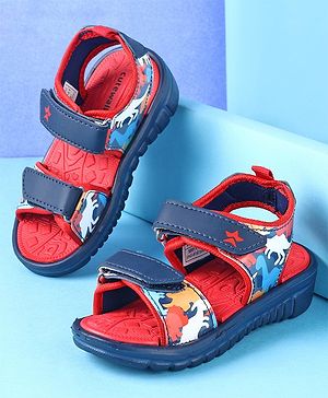 Cute Walk by Babyhug Sandals with Velcro Closure Dino Print - Navy Blue