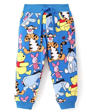 Babyhug Disney Cotton Looper Knit Full Length Lounge Pant With Winnie the Pooh Print - Blue