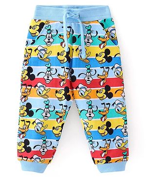 Babyhug Disney Cotton Looper Knit Full Length Lounge Pant Mickey Mouse Family Print - Multicolour