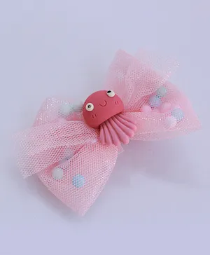 Milyra Jelly Fish & Bow Applique Detailed Hair Clip - Pink
