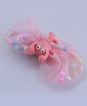 Milyra Lobster And Satin Bow Detailed Hair Clip -  Pink