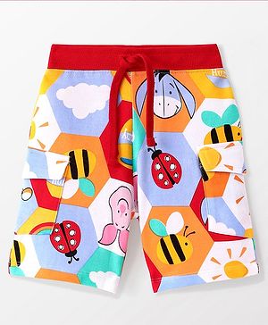 Babyhug Disney Cotton Knit Winnie The Pooh Printed Shorts - Multicolour