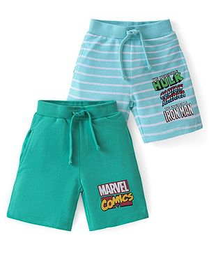 Babyhug Marvel Cotton Shorts With Avengers Graphics Pack of 2 - Multicolour