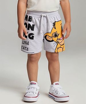 Babyhug Disney Cotton Terry Knit Shorts Lion King Print - Grey