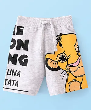 Babyhug Disney Cotton Terry Knit Shorts Lion King Print - Grey