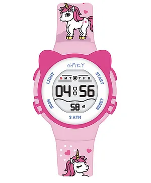 Spiky Cats-Ears Designed Strap Round Multifunctional Sports Digital Watch - Pink