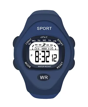 Spiky Unique Rectangle Blue Multi Functional Sports Digital Watch