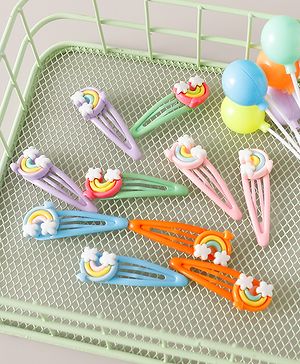 Babyhug Free Size Snap Clips with Rainbow Applique Pack of 10 - Multicolor