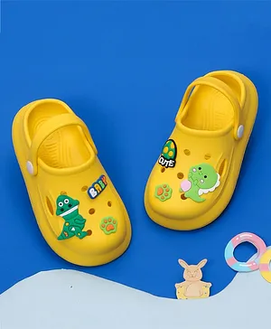 Yellow Bee Cute Dinosaur Applique Detailed Sling Back  Clogs - Yellow