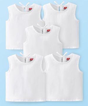 Babyhug 100% Cotton Woven Back Tie Knot Jhablas Pack of 5 - White