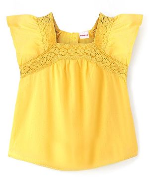 Babyhug Woven Sleeveless Top with Frill & Lace Detailing- Yellow