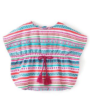 Babyhug Cotton Woven Sleeveless Floral Printed Kaftan Style Top - Pink