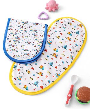 Babyhug Cotton Double Layered Burp Cloth Pack of 2- Blue & Yellow