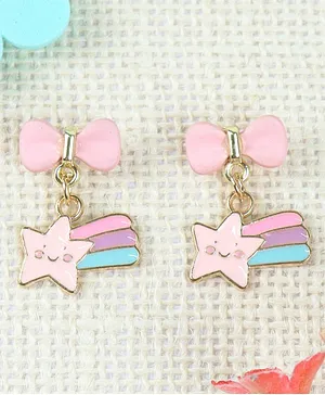 Asthetika Shooting Star Charms Embellished Earrings - Pink