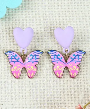 Asthetika Heart &  Butterfly Charms Earrings - Pink & Blue