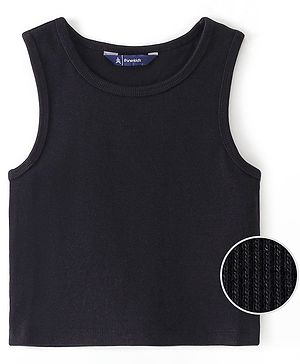 Pine Kids 100% Cotton Knit Sleeveless Solid Color Top - Jet Black