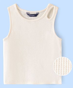 Pine Kids 100% Cotton Knit Sleeveless Solid Color Top - Snow White