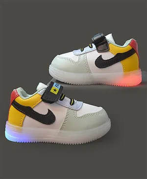 Feetwell Shoes Colour Blocked LED Shoes - White & Yellow