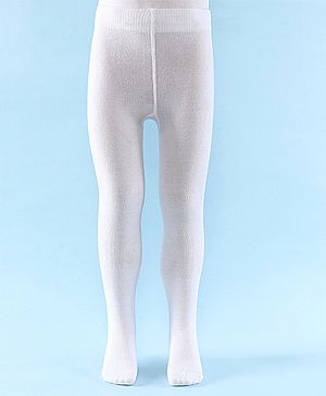 Pine Kids Solid Colored Footie Tights - White