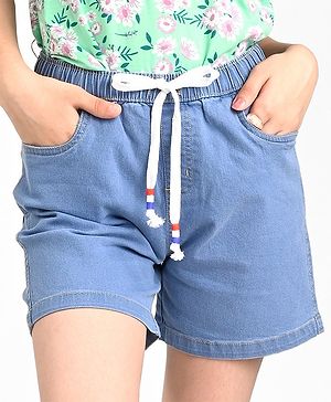 Pine Kids Cotton Woven Mid Thigh Length  Shorts Solid Colour - Light Blue
