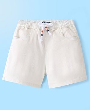 Pine Kids Cotton Woven Mid Thigh Length  Shorts Solid Colour - White