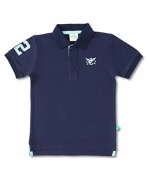 JusCubs Half Sleeves Brand Name Embroidered Polo Tee - Navy Blue