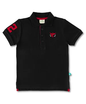 JusCubs Half Sleeves Brand Name Embroidered Polo Tee - Black