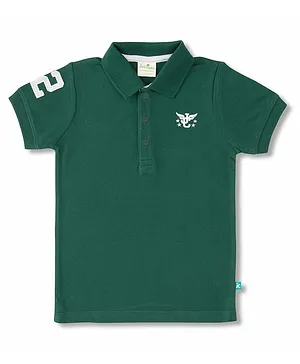 JusCubs Half Sleeves Brand Name Embroidered Polo Tee - Olive Green