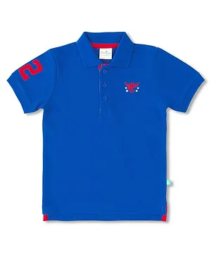 JusCubs Half Sleeves Brand Name Embroidered Polo Tee - Royal Blue