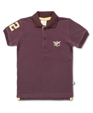 JusCubs Half Sleeves Brand Name Embroidered Polo Tee - Maroon