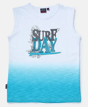 GINI & JONY Sleeveless Surf Day Text Printed Knitted Tee - Blue