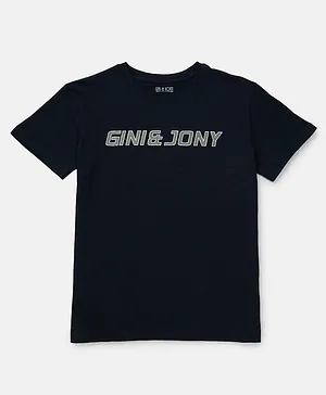 GINI & JONY Half Sleeves Brand Name Printed Tee - Black