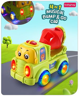 Babyhug Musical Bump & Go Construction series Cement Mixer Truck - Green