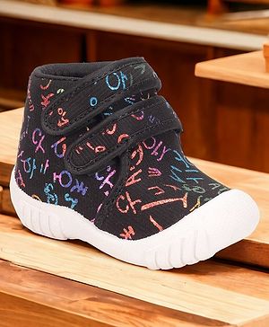 Lil Lollipop Alphabets Printed Musical Booties - Black