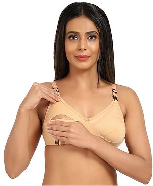 Mine4Nine Sleeveless Solid Non Padded Nursing Bra -  Brown