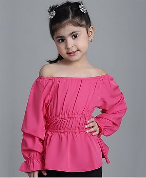 Mini & Ming Off Shoulder Solid  Top - Pink