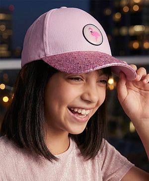 Pine Kids Baseball Shimmered Cap with Flamingo Applique - Pink