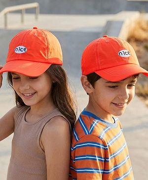 Pine Kids Baseball Cap with Text Print - Orange