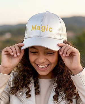 Pine Kids Baseball Cap Text Embroidery - Silver
