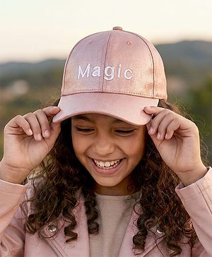Pine Kids Baseball Cap Text Embroidery - Pink