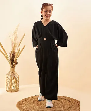 Cherry & Jerry Full Sleeves Solid Cut Out Detailed Jumpsuit - Black