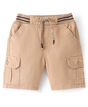 Babyhug Cotton Spandex Twill Above Knee Length Solid Color  Bermuda - Beige