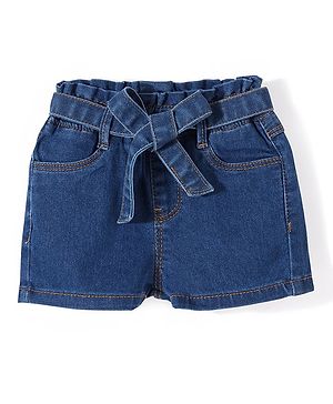 Babyhug Denim Mid Thigh Length With Stretch Shorts - Blue