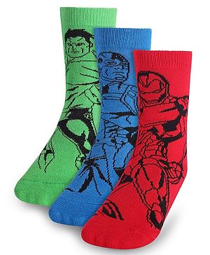 Pine Kids Marvel Knit Anti-Bacterial Ankle Length Socks Avengers Graphics Pack of 3 - Multicolour